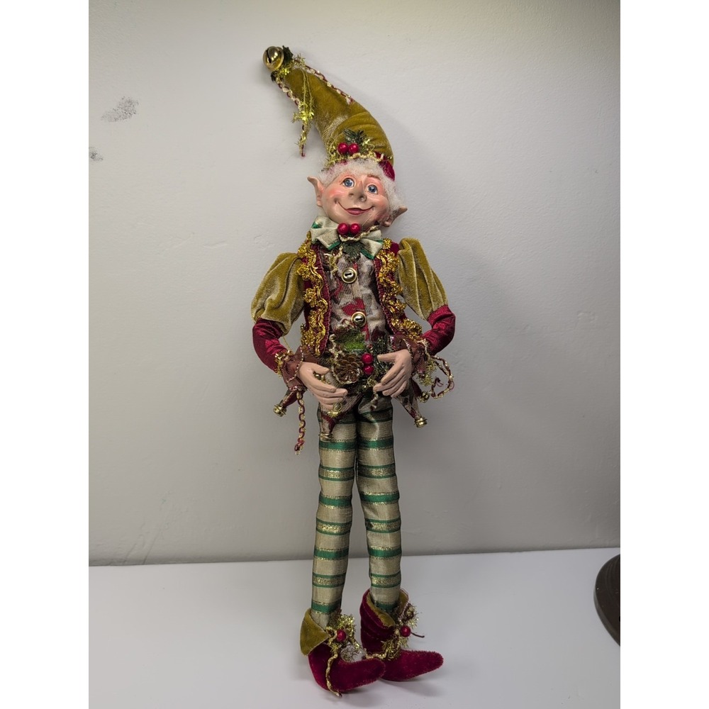 Pixi Elf Jester Approx 18" Poseable Limbs Ornate Fabric Costume Christmas Decor